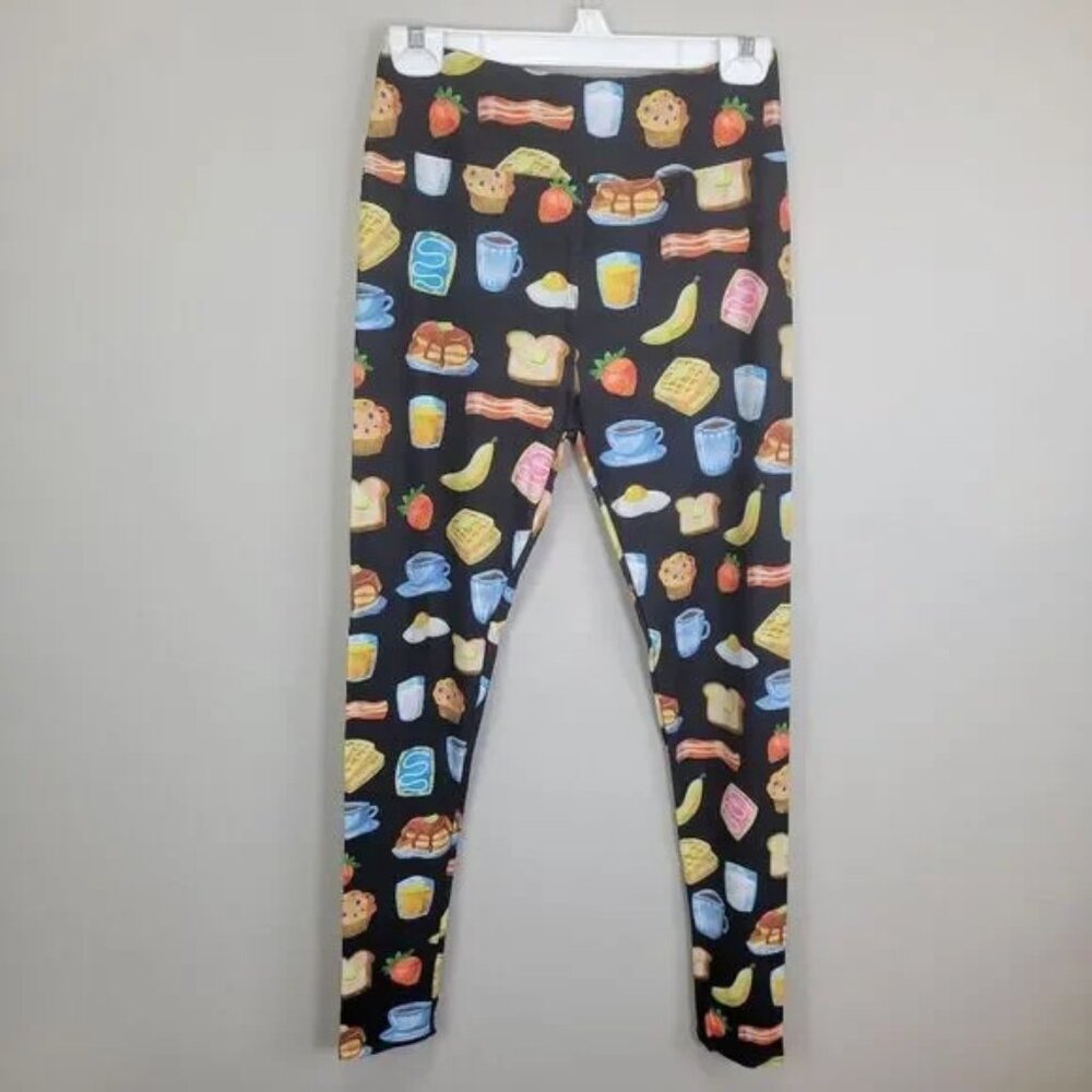 P&S Designs Breakfast Yummies Polyester Spandex Leggings‎ One Size Fits All